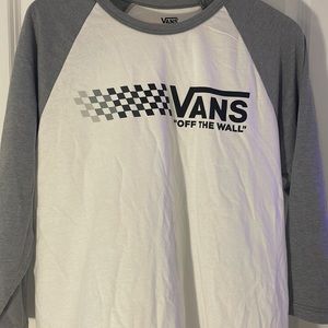 Long sleeve grey and white vans tee